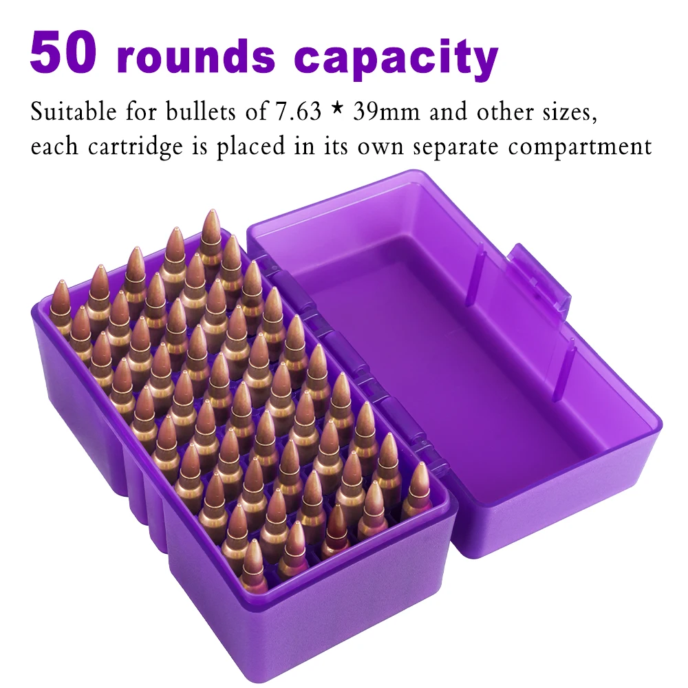 50/100 Rounds Bullet Case 7.62x39mm .223 .38super 9mm Ammo Storage Container Outdoor Hunting Cartridge Box Ammunition Holder