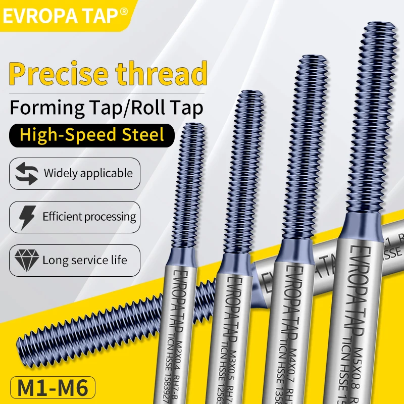 EVROPA TAP 8PCS M1-M6 HSSE Roll Tap Set Kit Screw Thread Tap Drill M1 M1.2 M1.6 M2 M3 M4 M5 M6