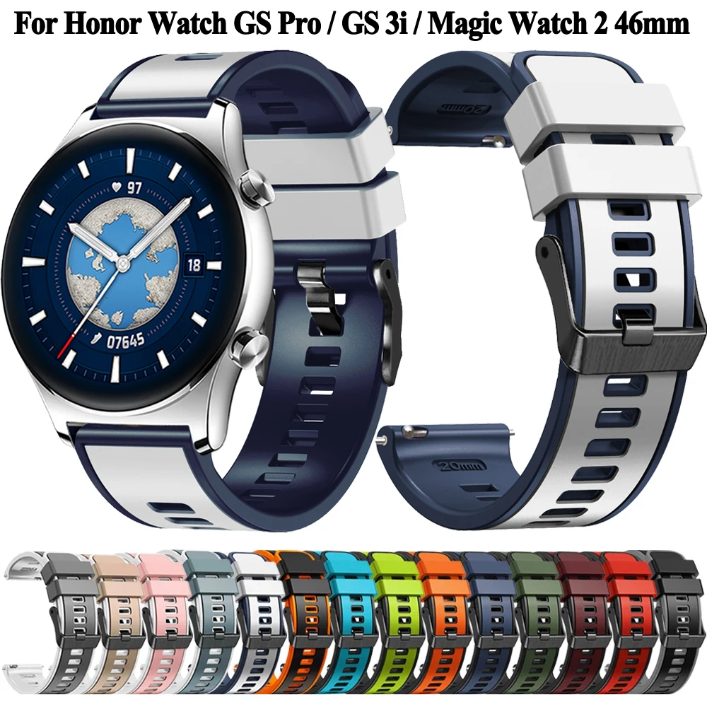 For HONOR Watch GS Pro, GS 3, GS 3i, 4 Pro Silicone Strap Watchband Bracelet For HONOR Magic Watch 2 46mm Smartwatch Wristband