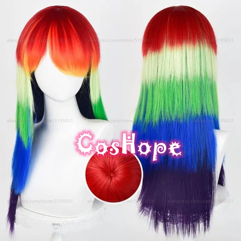 Rainbow Dash Cosplay Wig RD 65cm Long Scalp Mutiple Colors Wig Cosplay Anime Cosplay Wigs Heat Resistant Synthetic Wigs