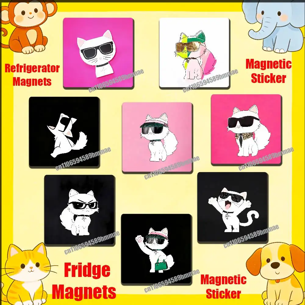 

For Cartoon Cat Funny Fashion Fridge Freezer Refrigerator Magnets Metal Cabinet Magnetic Sticker Cover Home