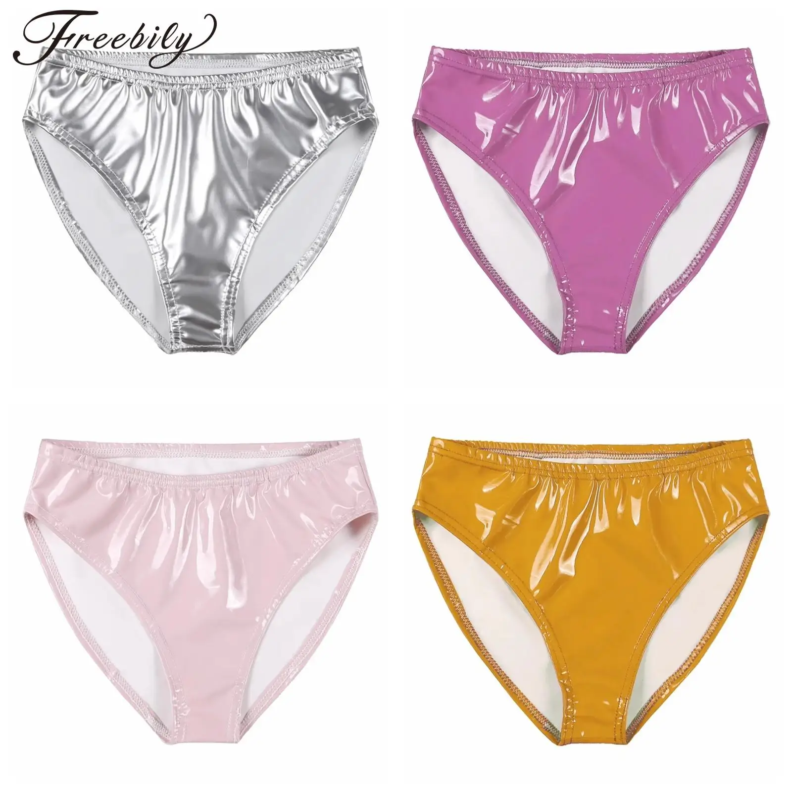 

Mens Wet Look Patent Leather Briefs Glossy Underwear for Men Gay Male Panties Lingerie Hommes Elastic Waistband Underpants
