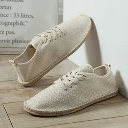 Espadrillas per uomo 2023 estate nuovo lino scarpe Casual da uomo tessitura fatta a mano scarpe da pescatore scarpe basse moda taglia grande 47