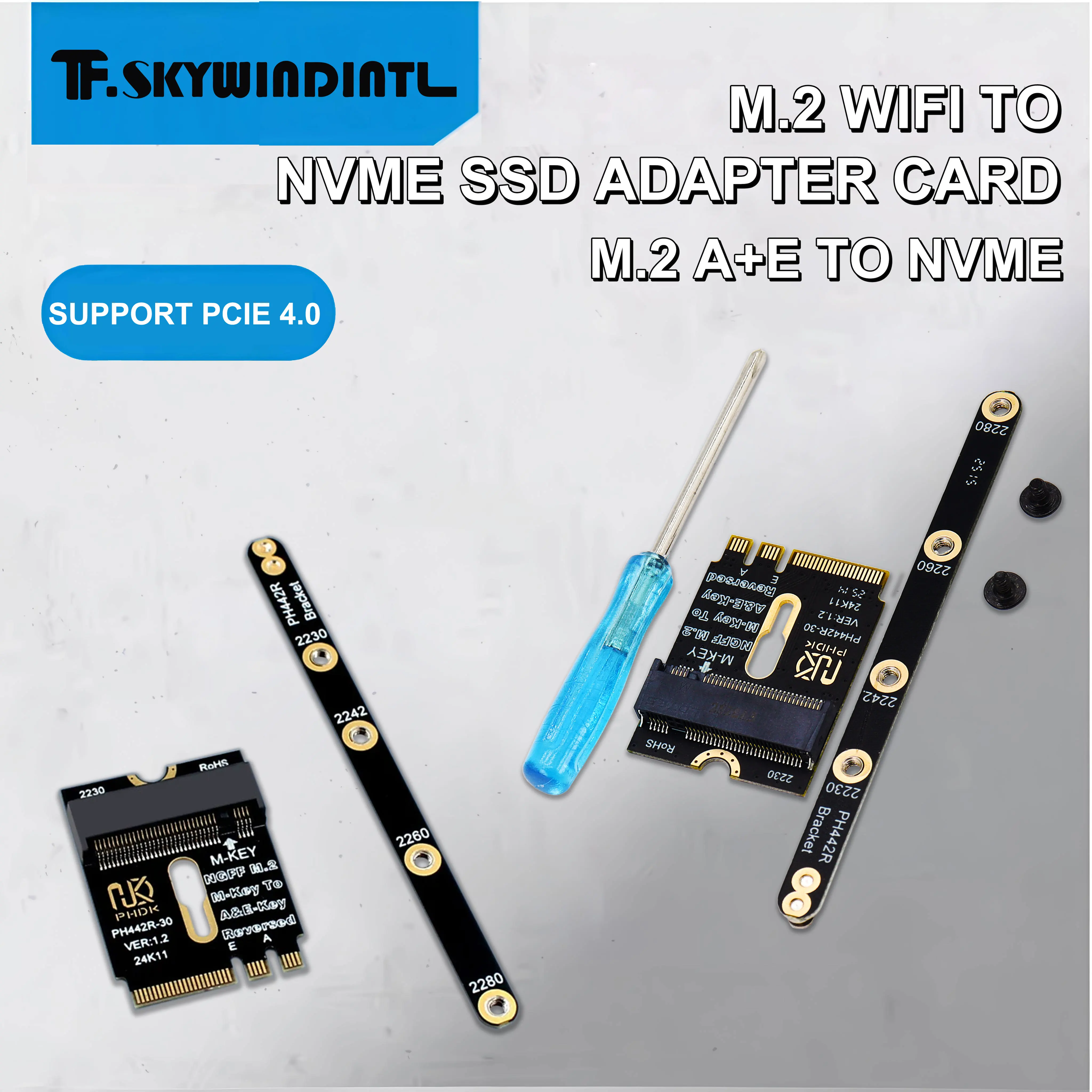 

2 шт. адаптер M.2 A+E к NVME SSD PCI-E 4.0 NGFF A+E-ewey «папа» к «мама» M-Key NVME Поддержка карты расширения 2230 2242 2260 2280