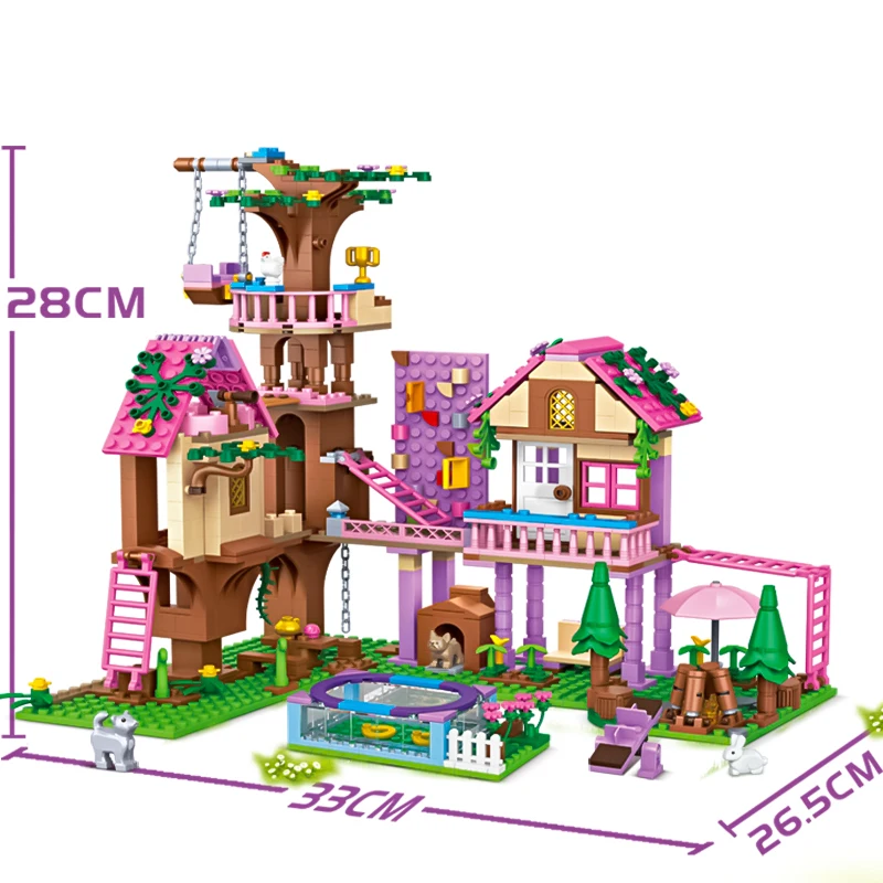 Girl series adventure campsite treehouse building blocks children's puzzle villa assembled toys holiday gifts