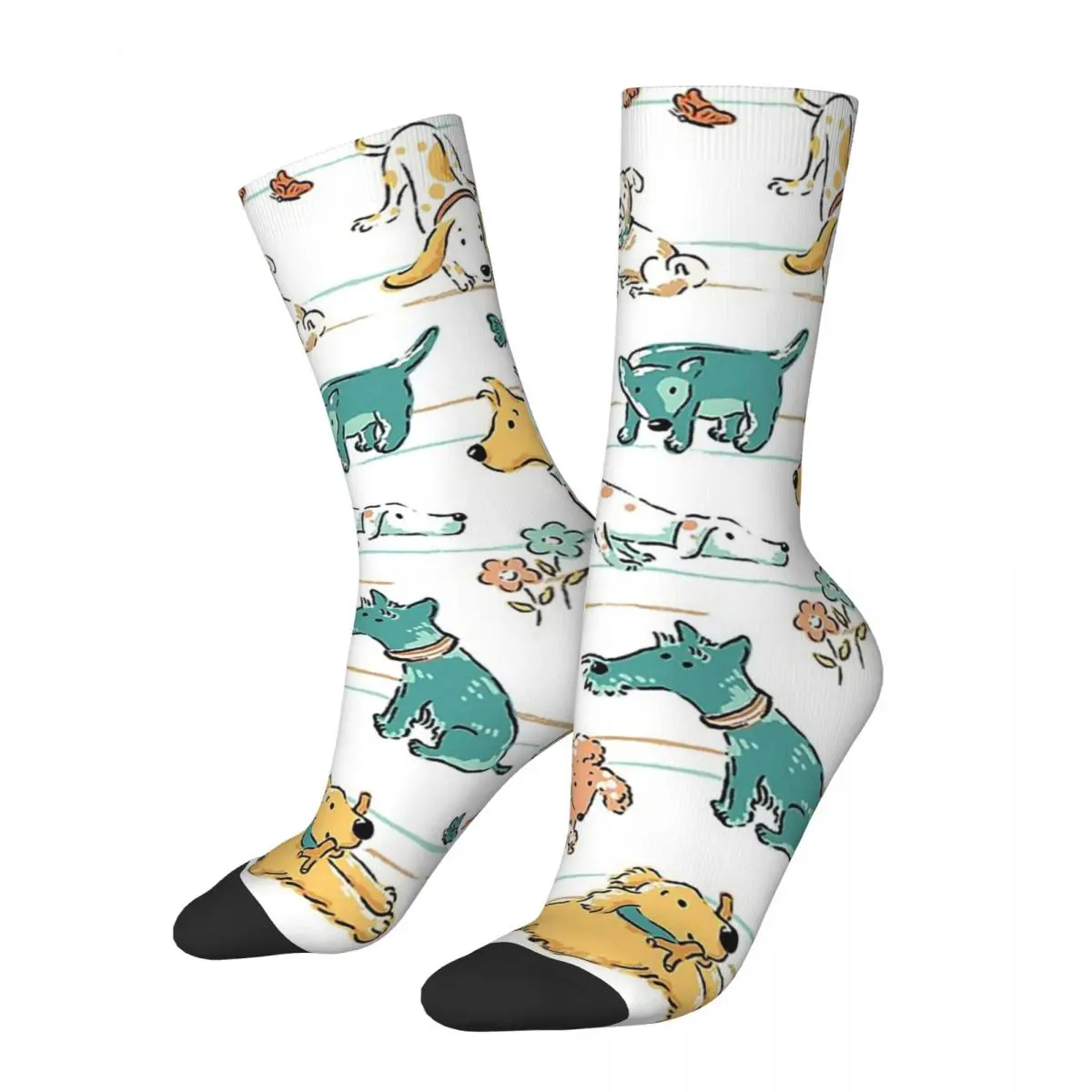 

Happy Vintage Cute Dogs Crazy Men's Socks Unisex Harajuku Seamless Printed Funny Crew Sock Boys Gift