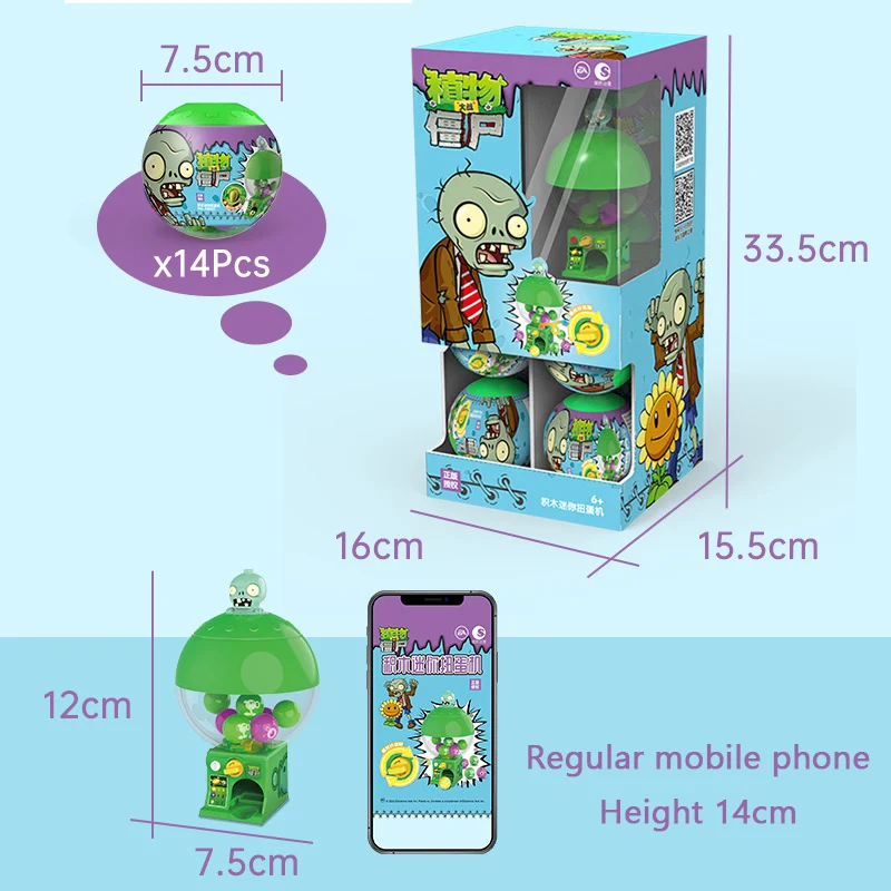 Mini Plants vs. Zombies Gashapon Bricks Machines Toys Peashooter Assembled Dolls Figure Capsule Block Model Gift For Kids