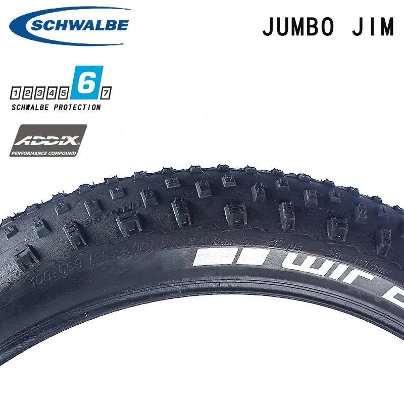 Schwalbe bicycle tire JUMBO JIM 26x4.0 fat car steel tire simple tubeless beach bike folding tire Free bicycle tire