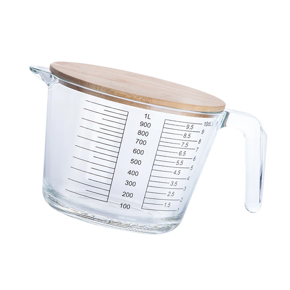 

1pc High Temperature Resistant Egg Beating Glass Measuring Jug Transparent Kitchen Tool for Juice Oil Coffee Baking Home