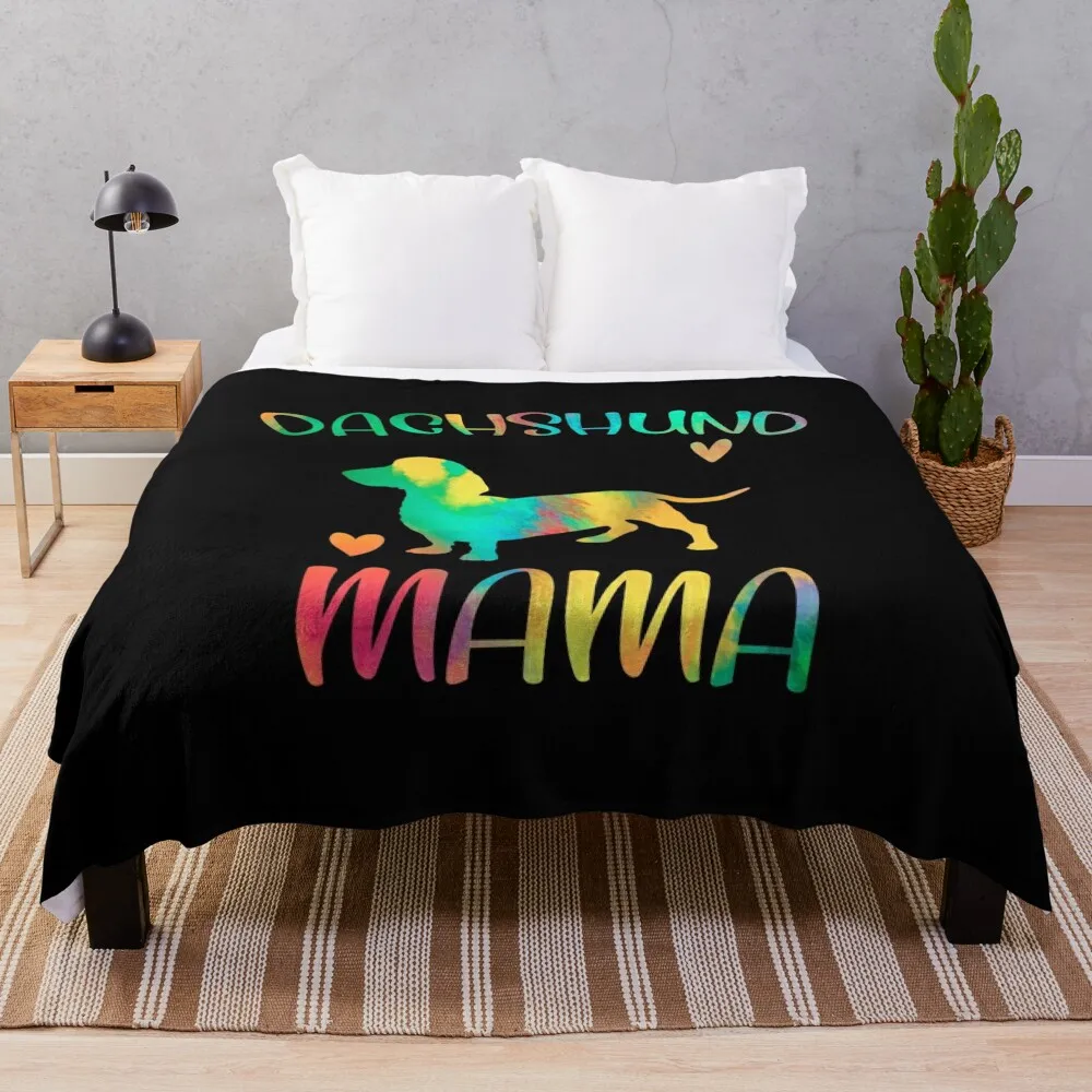 

Dachshund Mama Mom Colorful Funny Dachshund Dog Owner Throw Blanket Large Warm Thins Blankets