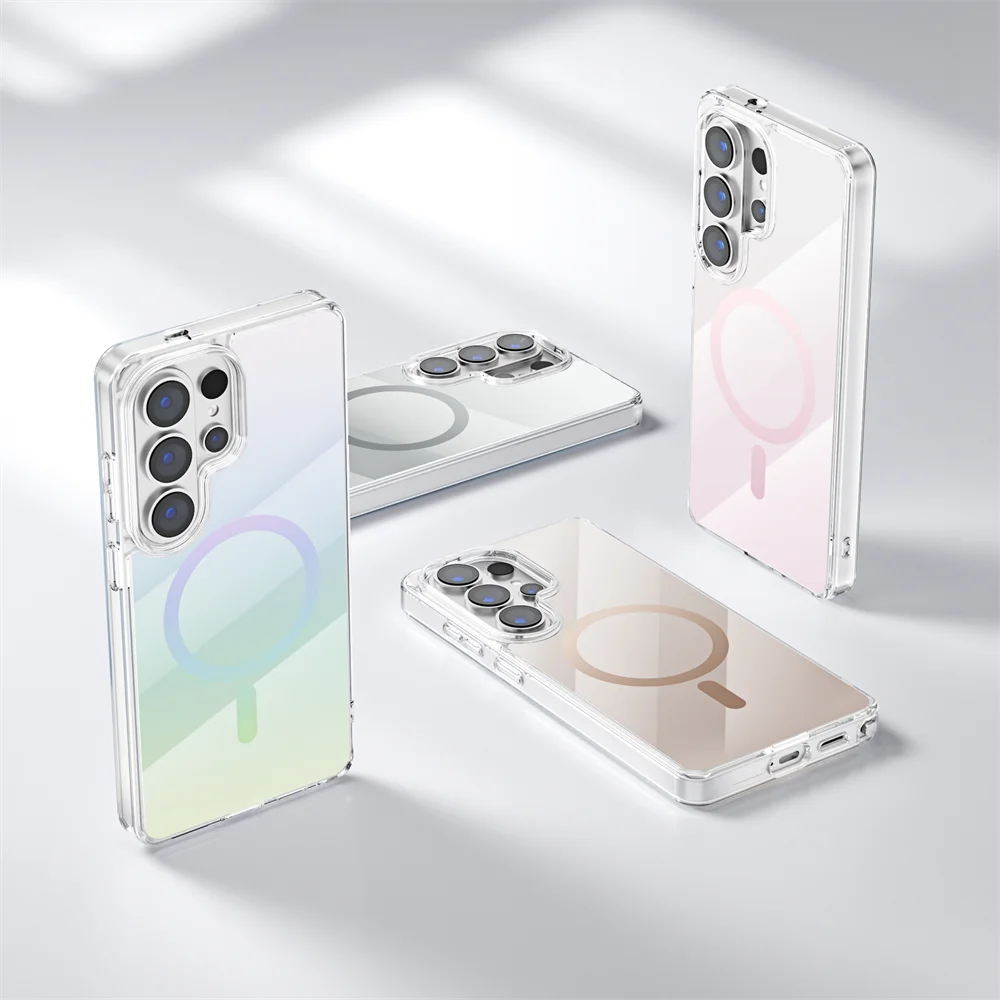 حافظة مغناطيسية لامعة متدرجة لهاتف سامسونج جالاكسي S26 Ultra S25 Edge S24 Plus S25FE لغطاء ممتص الصدمات للشحن اللاسلكي Magsafe