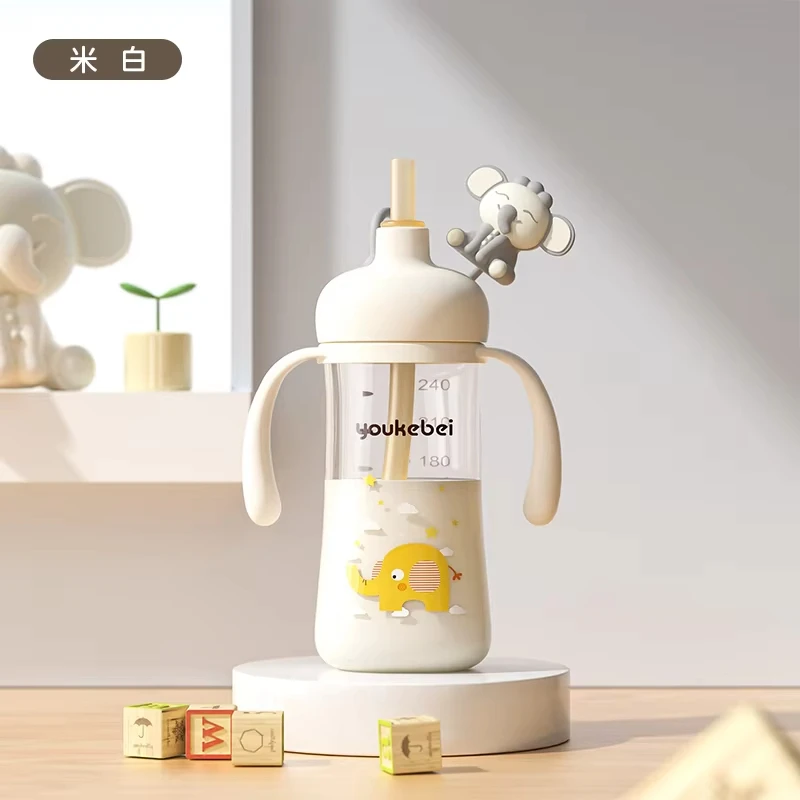 

300ML Cartoon PPSU Feeding Baby Bottle No BPA Baby Bottles Newborn Baby Bottle with Handle Milk Bottle Kids Learning Bottle