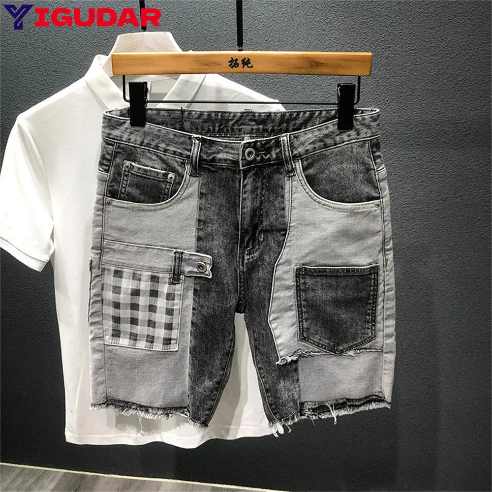 

Fashion Brand Men Jeans Shorts Hole 2023Streetwear Harajuku Slim Straight Denim Shorts Summer Casual Baggy Ripped Jeans for men