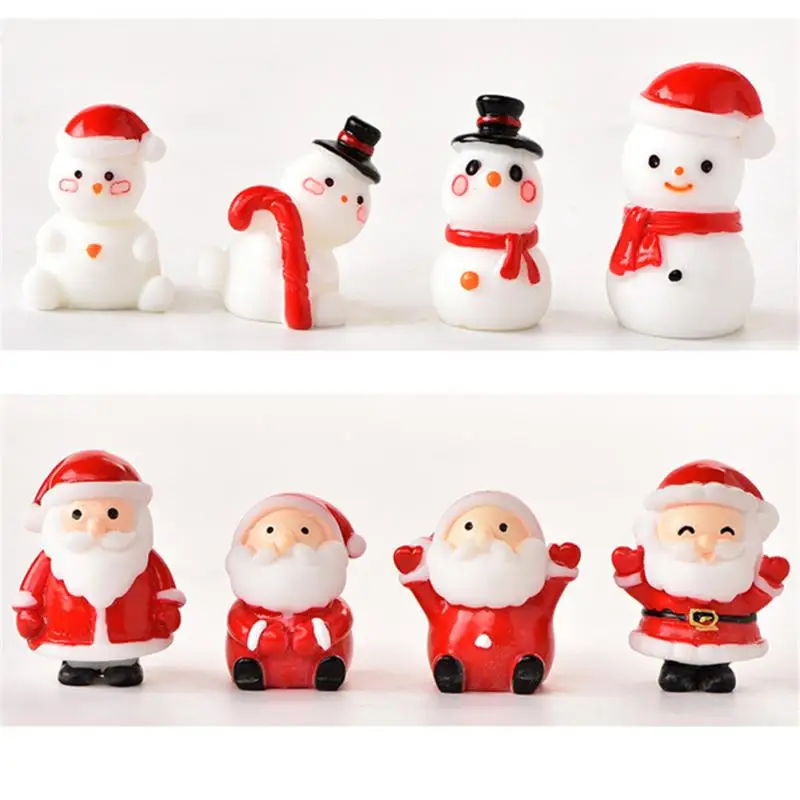 Christmas Micro-landscape Gardening Snow Scene Accessories Cane Snowman Santa Claus Sculpture Resin Ornaments