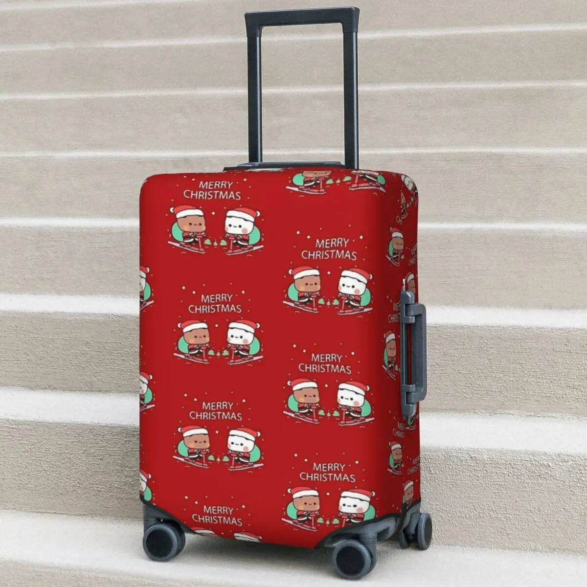 

Kawaii Christmas Bubu Dudu Suitcase Cover Holiday Merry Christmas Cute Santa Friends Fun Luggage Accesories Travel Protection