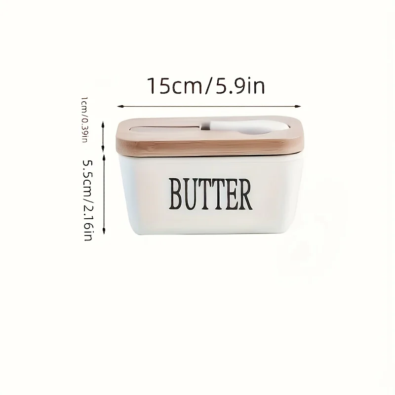 

Elegant Ceramic Butter Dish Set with Lid & Knife - Rectangular, Sealable Cheese Storage Box for Kitchen and Restaurant Use