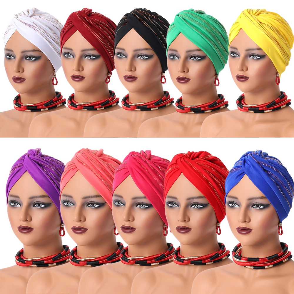 

Muslim Women Twist Knot Chemo Cap Cancer Hat Turban Hat Bonnet Head Scarf Wrap Indian Hat Beanies Skullies Solid Arab Islam Cap