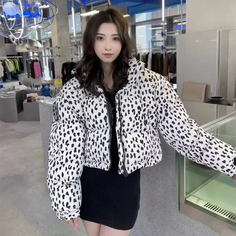 European and American 2024 New Women\'s Leopard Bread Clothing Loose Winter Down Jacket Warm Jacket Cotton-padded Jacket