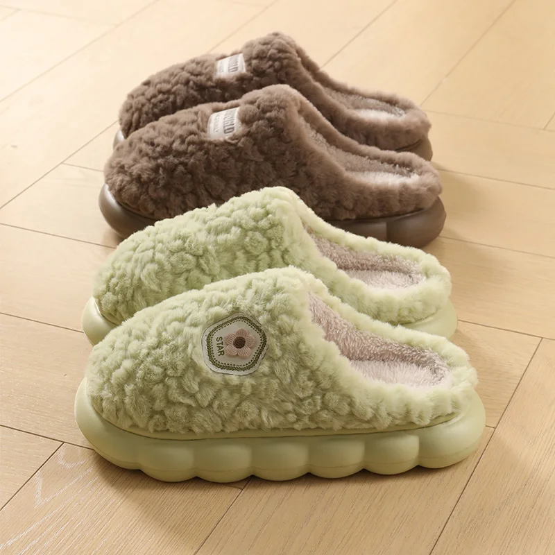 شباشب قطنية سميكة لمجموعة الشتاء النسائية، ديكور منزلي جديد، دفء داخلي، ونعال قطنية سميكة