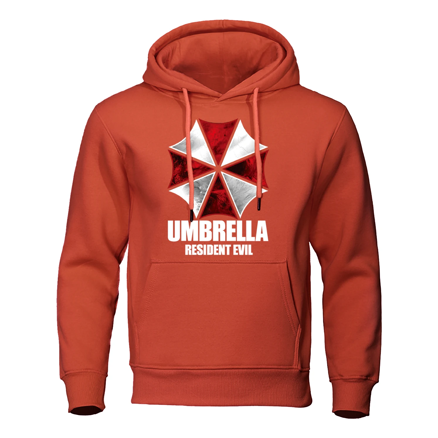 Red And White Protective Umbrella Hoody Mens Personality Loose Hoodie Fashion Pullover Sweatshirt Oversized Fleece Clothing Man