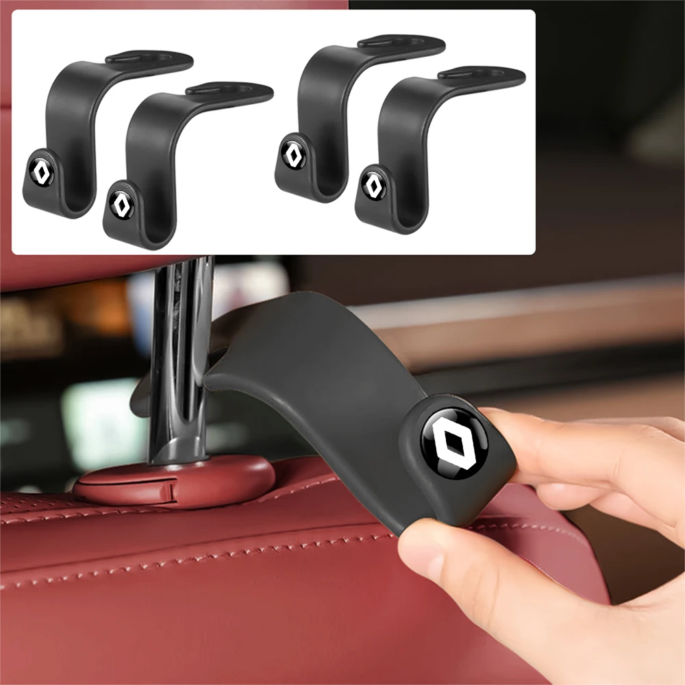 2/4 Uds ABS Interior del coche reposacabezas del asiento colgador trasero ganchos de almacenamiento para Renault Megane 2 3 4 Twingo Clio Captur Trafic Kwid Scenic 2