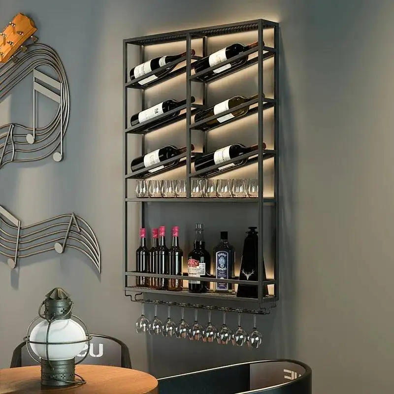 

Buffet Hanging Salon Wine Cabinets Corner Wall Mounted Cellar Restaurant Wine Rack Holder Retail Stockage Vin Display Cabinet