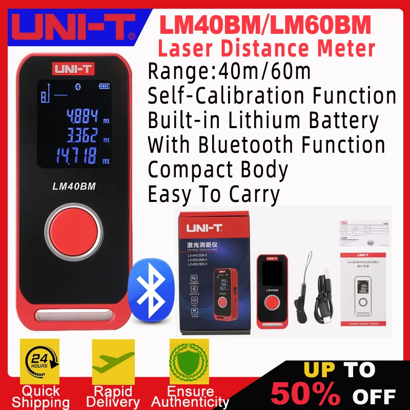 UNI-T LM40BM LM60BM misuratore di distanza Laser Mini telemetro Laser Bluetooth 40m/60m misuratore di distanza digitale retroilluminato LCD