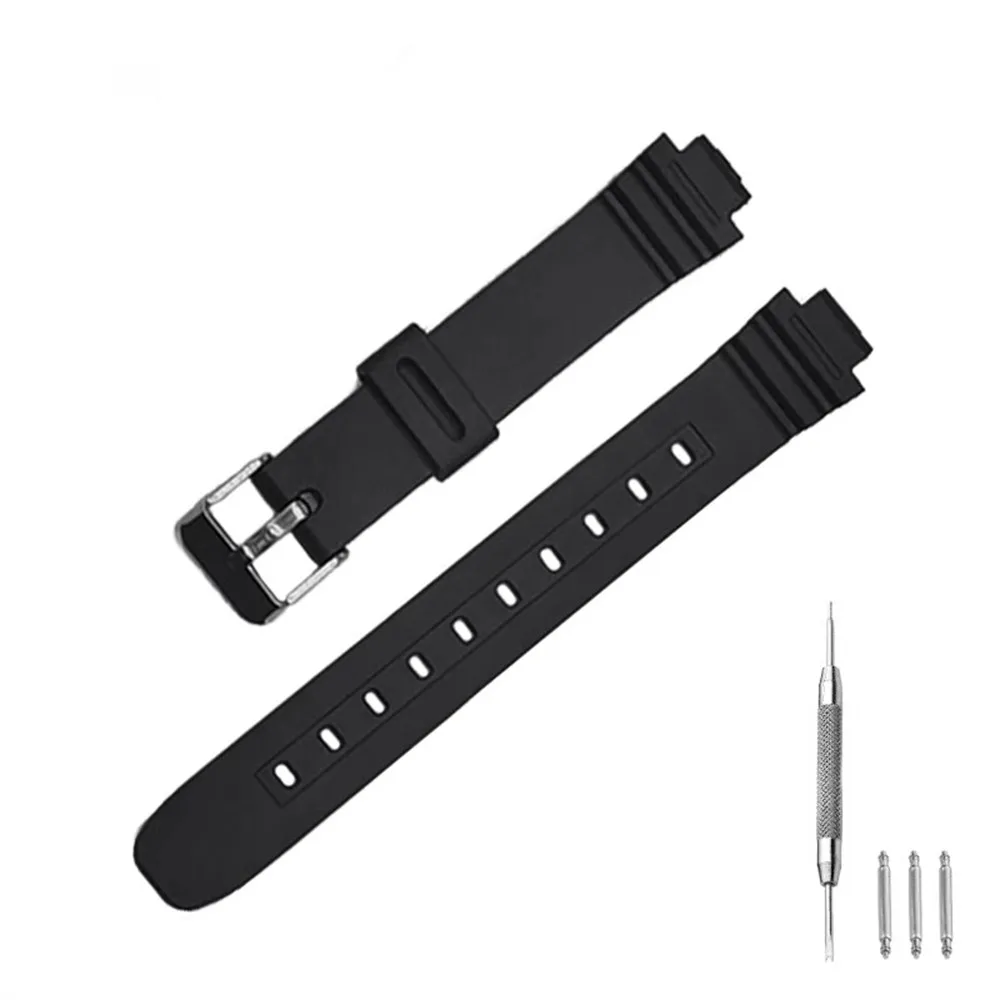 10mm Strap for Casio LA-20WH LA-20 Watchband Soft Watch Women Lady Pin Buckle Wrist band Bracelet Belt Black Straps