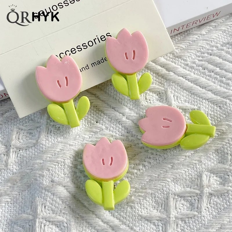 

2PCS Summer Fashion Hairpin Sweet Cute Tulip Flower Pink Hair Clip Duckbill Clips For Girls Exquisite All-match Hair Accessories