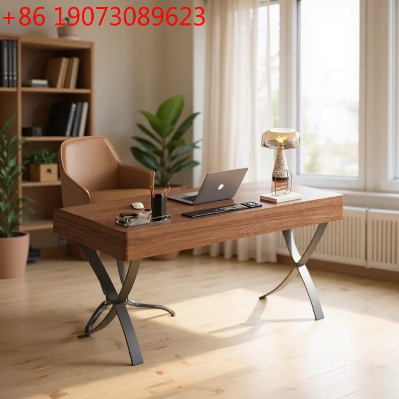 

Итальянский минималистичный стол из цельного дерева, домашний современный минималистичный стол цвета ореха, светлый, роскошный, элитный компьютерный стол