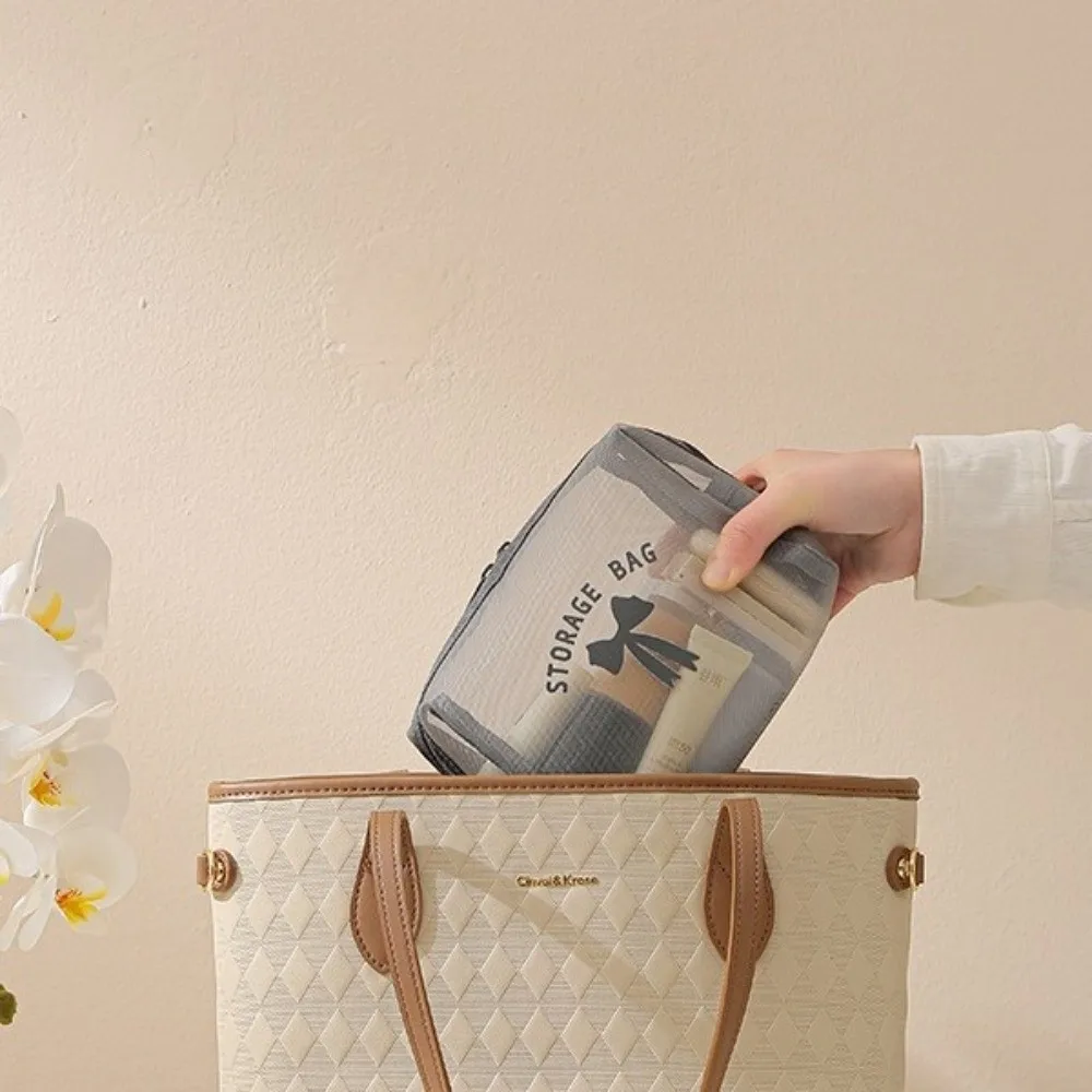 

Модная косметичка-органайзер с бантом, многофункциональная сетчатая сумка для косметики, водонепроницаемый несессер для душа, дорожный набор для ванны, летний вариант