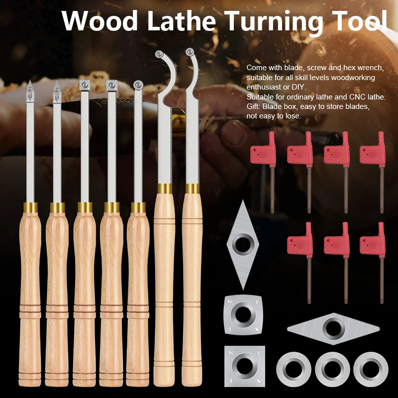 XCAN Wood Turning Tool Carbide Insert Cutter for Woodworking Lathe Rougher Finisher Swan Neck Hollowing Tools