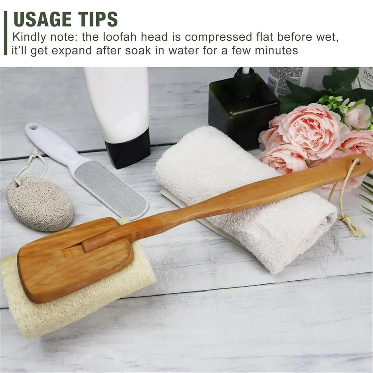 2026 New 2 Pack Exfoliating Loofah Luffa Loofa Bath Brush on A Stick, Shower Sponge Back Scrubber with Long Wooden Handle