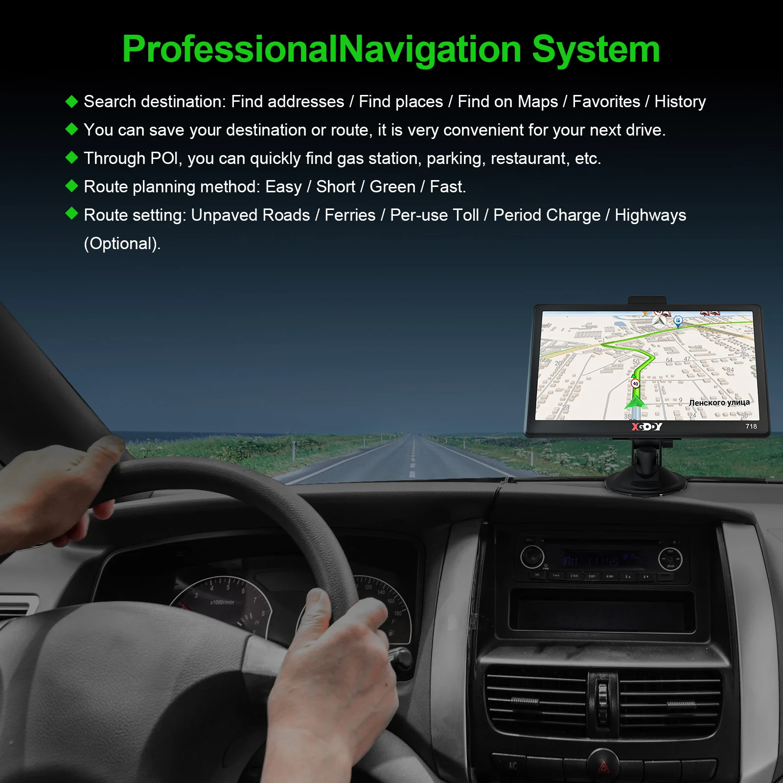 XGODY 7 ''شاحنة Sat Nav HGV شاحنة LGV 2024 تحديث المملكة المتحدة أوروبا خرائط Speedcam POIs