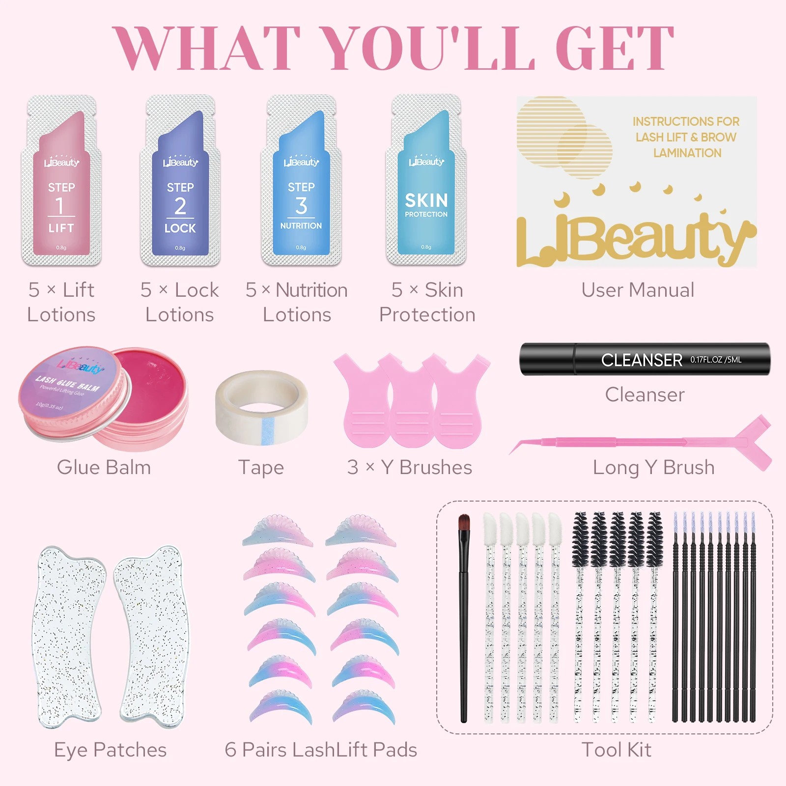 Libeauty Lash Lift Kit Korea Eyelash Lift Kit For Natural Curl Lasts Up to 4-6 Weeks Lash Perm Kit With Complete Tools Lash Lift