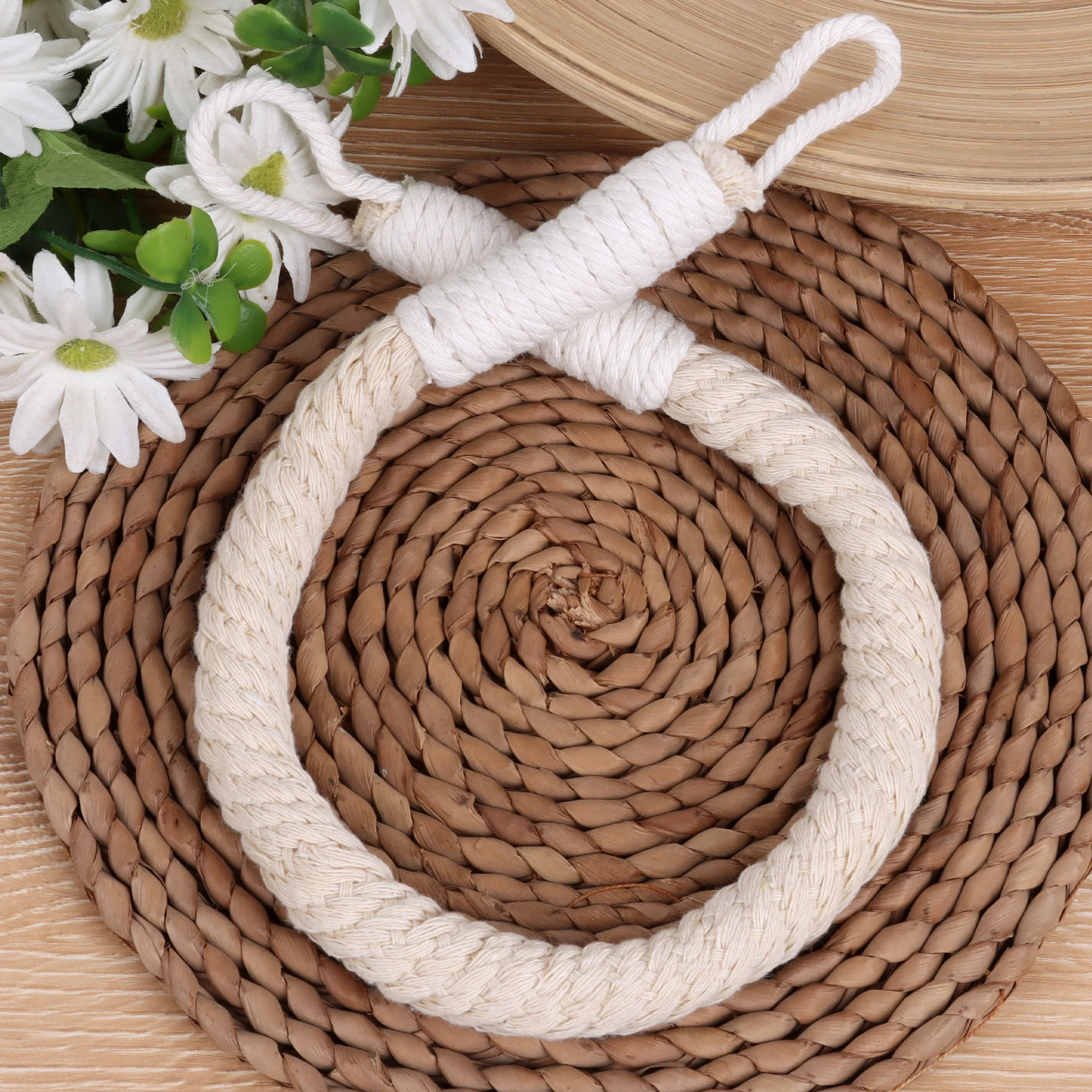 only rope Nail-free Hemp Rope Tissue Holder Wall Hanging Cotton Hemp Bathroom accessories storage rope Tissue Holder Solid