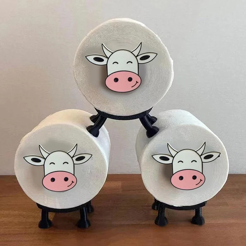 Cow Toilet Paper Roll Holder Resin Lovely Cow Tissue Box Stackable For Home Bathroom Vanity Night Stands