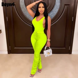 Neon Two Piece Set Top and Pants Party Club Outfits for Women Tracksuit Summer Stacked Leggings Set Casual Matching Sets 2022