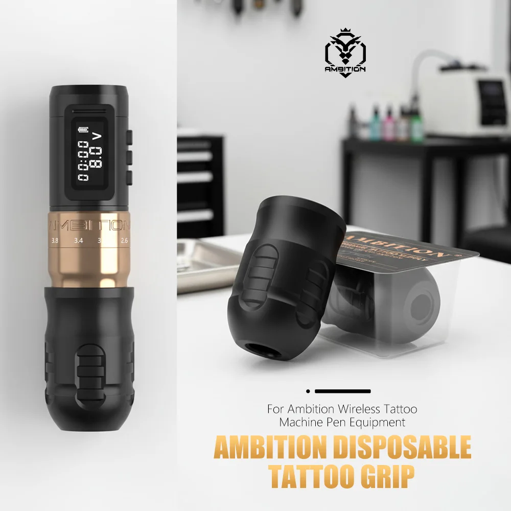 Ambition New P1 Disposable Rubber Tattoo Grip Professional for Soldier Pro 520 Seher Pro 330 Murs-U Tattoo Machine Pen Handle