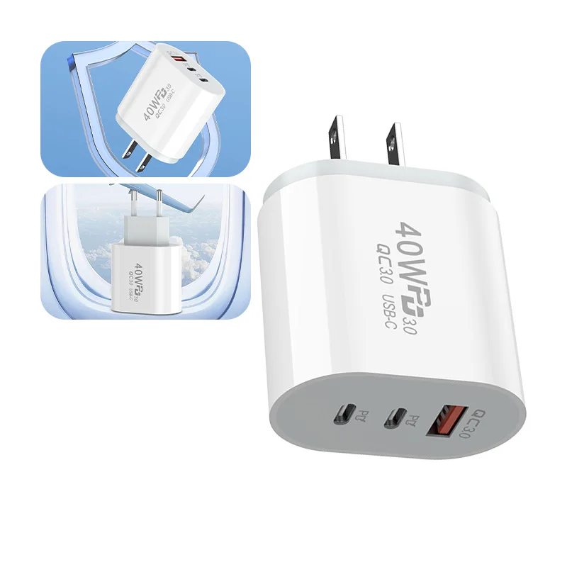 40W  USB C Charger Quick Charge EU US Plug PD USB-C Type C Fast USB QC 3.0 Charger for iPhone 14 Xiaomi Samsung Macbook