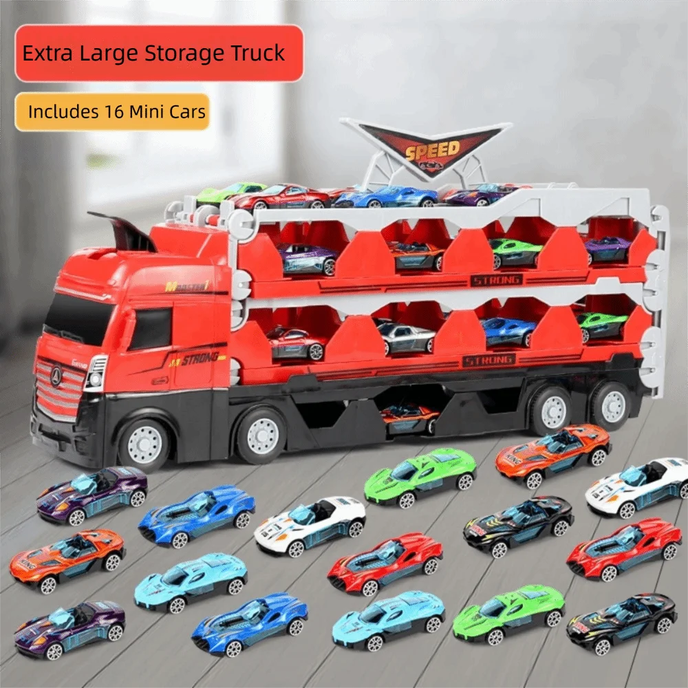 

Large Size Car Transporter Truck 8/16 Pcs Transforming Carrier Folding Die-casting Toy Multifunctional Storage Diecast Model