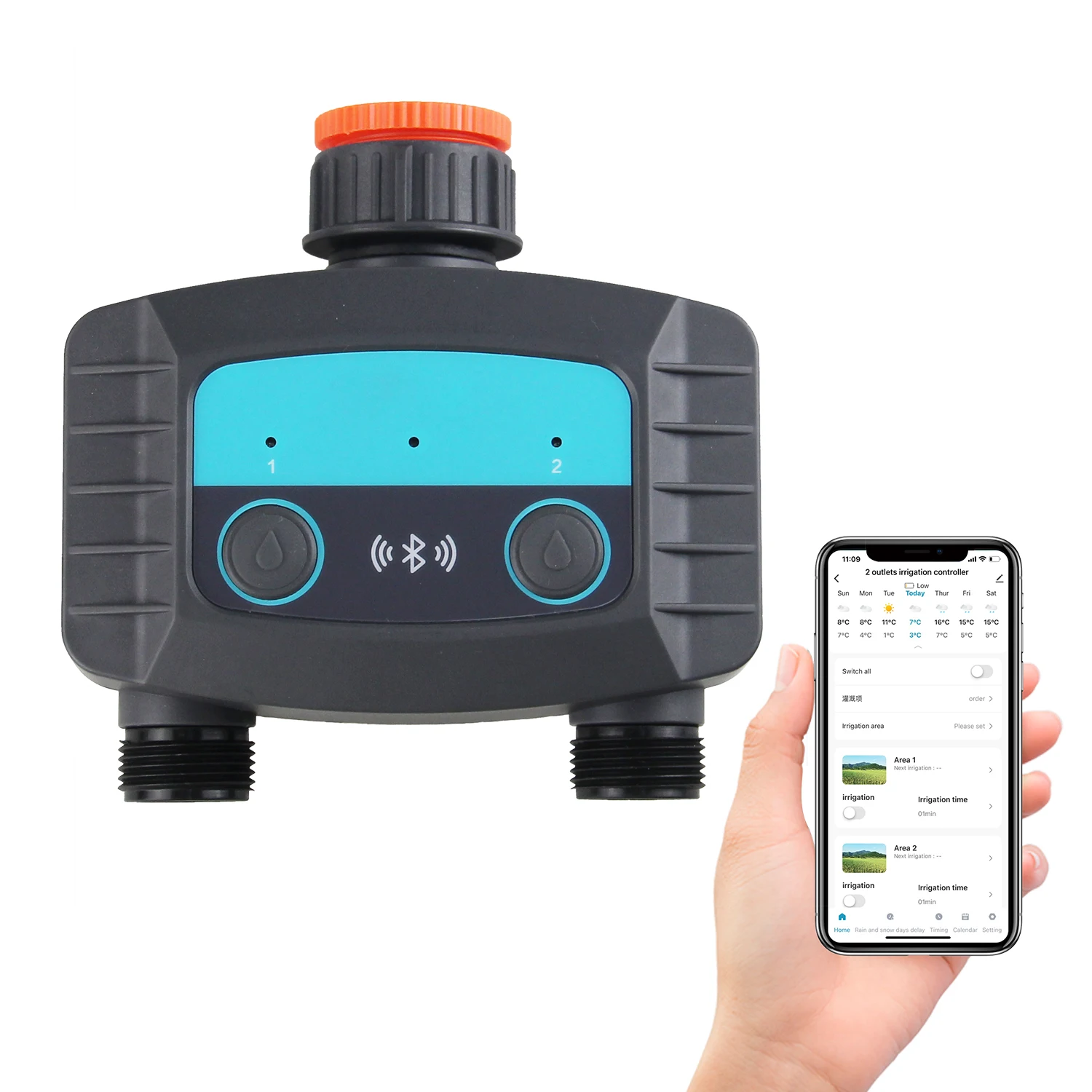 Temporizadores Automáticos Inteligentes Para Jardim, 2 Tomadas, Tuya, BT, WiFi, Sprinkler, Sistema De Irrigação Por Gotejamento De Duas Zonas, Controlador