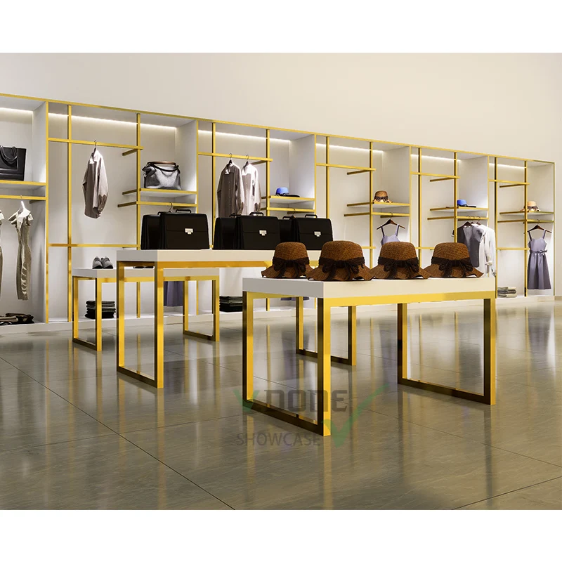 

Customized. trendy fashion boutique shop furniture custom metal apparel display racks retail ladies clothing store design