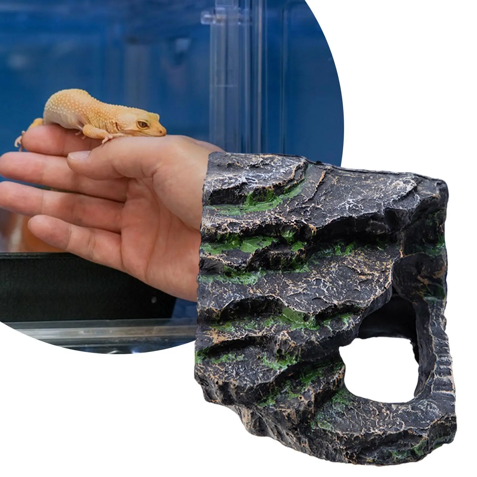 

Reptile Hiding Cave Hideout Habitat Decor Reptile Aquarium Decor Decorative Resin Reptile Rock Hideout for Frog Gecko Turtle