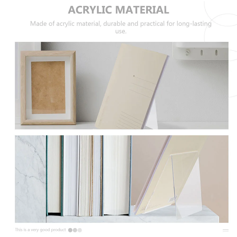 

6Pcs Acrylic Display Racks Transparent Book Holders Slip-Resistant Desktop Brackets for Files Books Office Use
