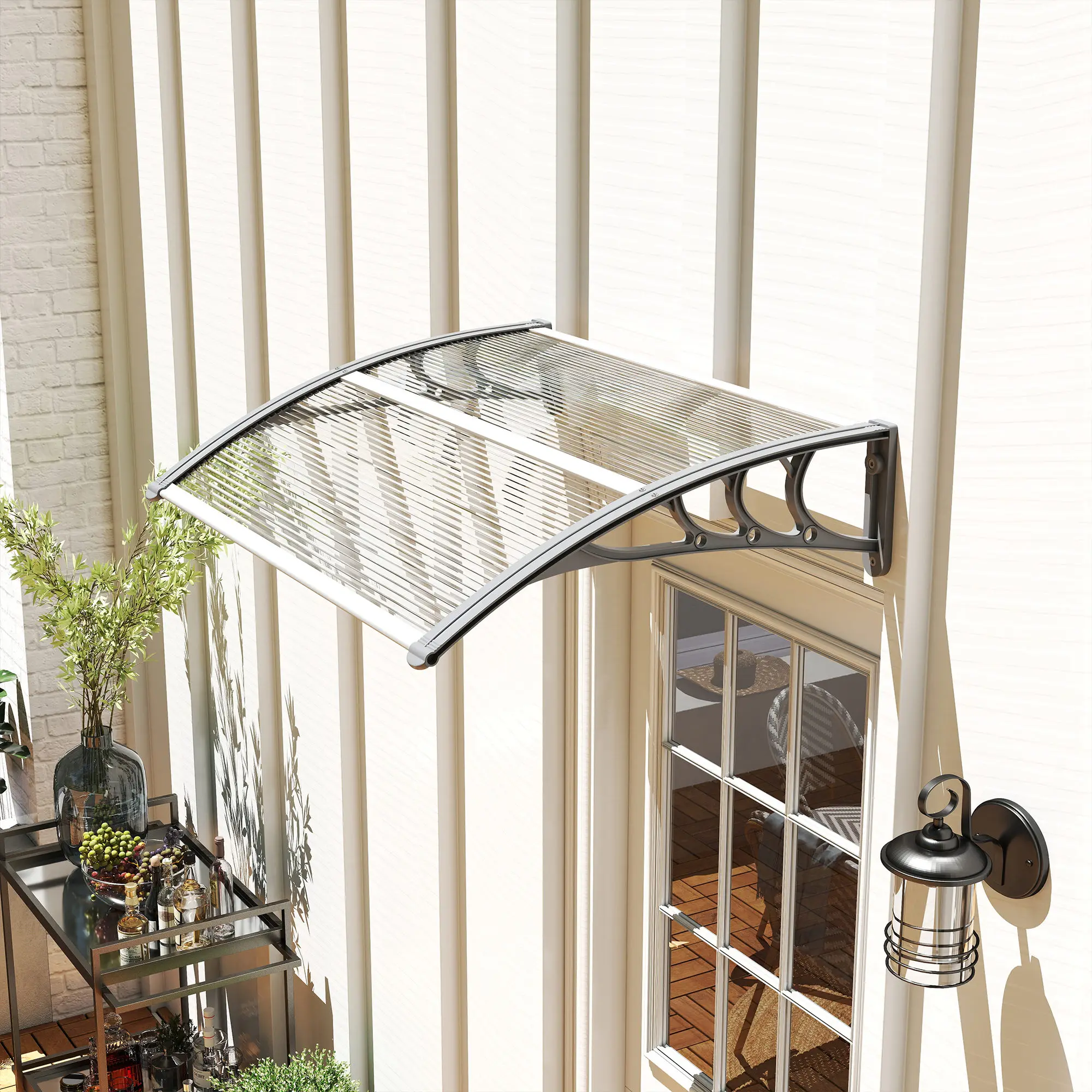 Outsunny Marquesina Exterior Outsunny Policarbonato Transparente 100x75x23 cm