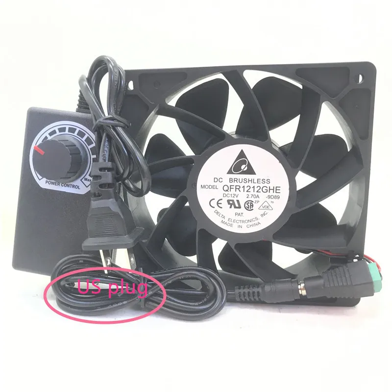 New original 12CM 120 * 38MM violent high speed cooling fan 12V 2.7A QFR1212GHE with 100-240V adjustable speed power controller