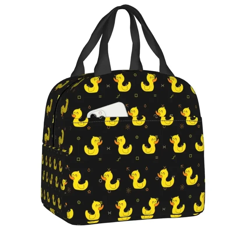Cute Ducks Pattern Insulated Lunch Box for Women Cartoon Resuable Thermal Cooler  Bag School Picnic Food Container Tote