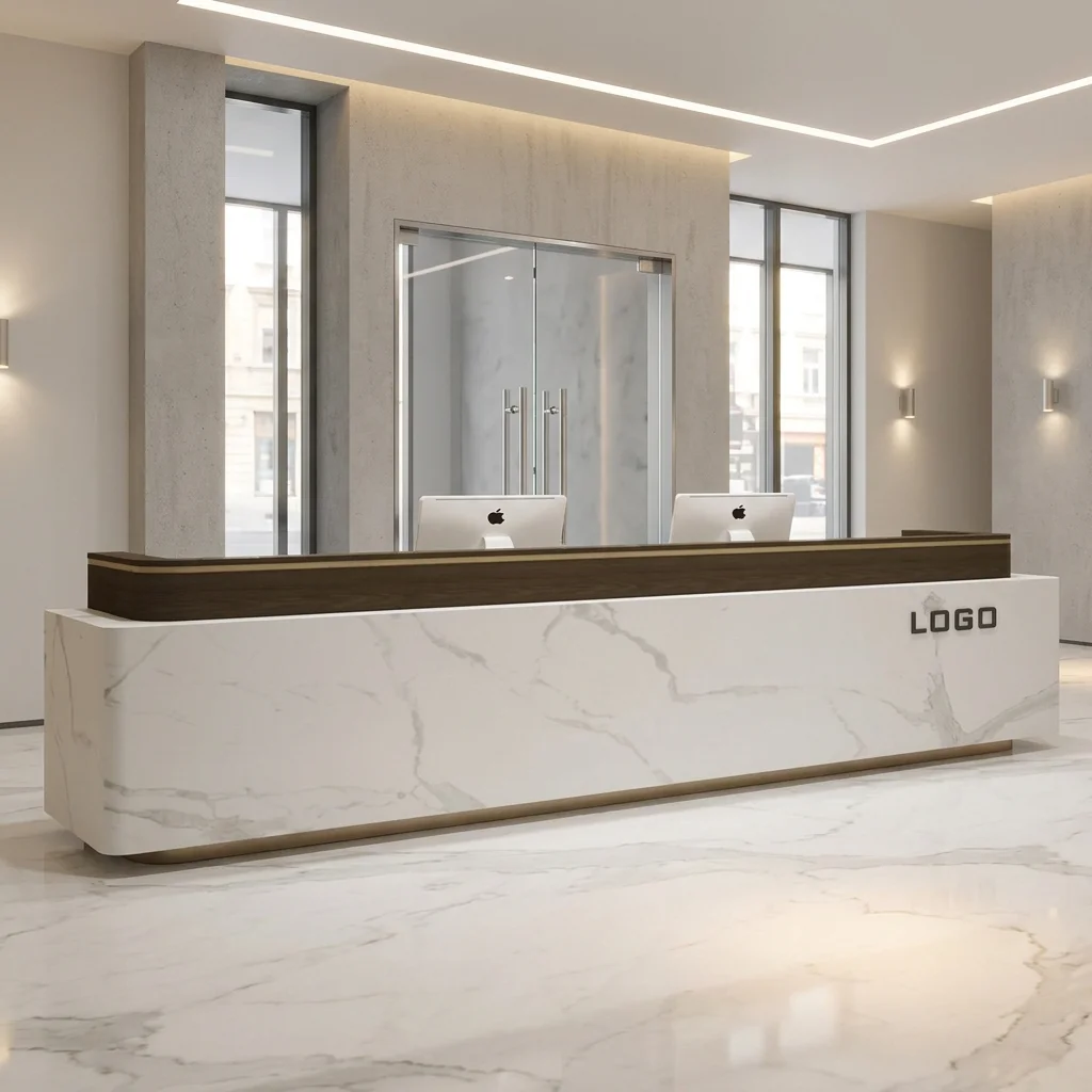 Modern Minimalist Wood Foldable Reception Desk Adjustable Height Extendable Features For Hotel Hospital School-Cashier Service