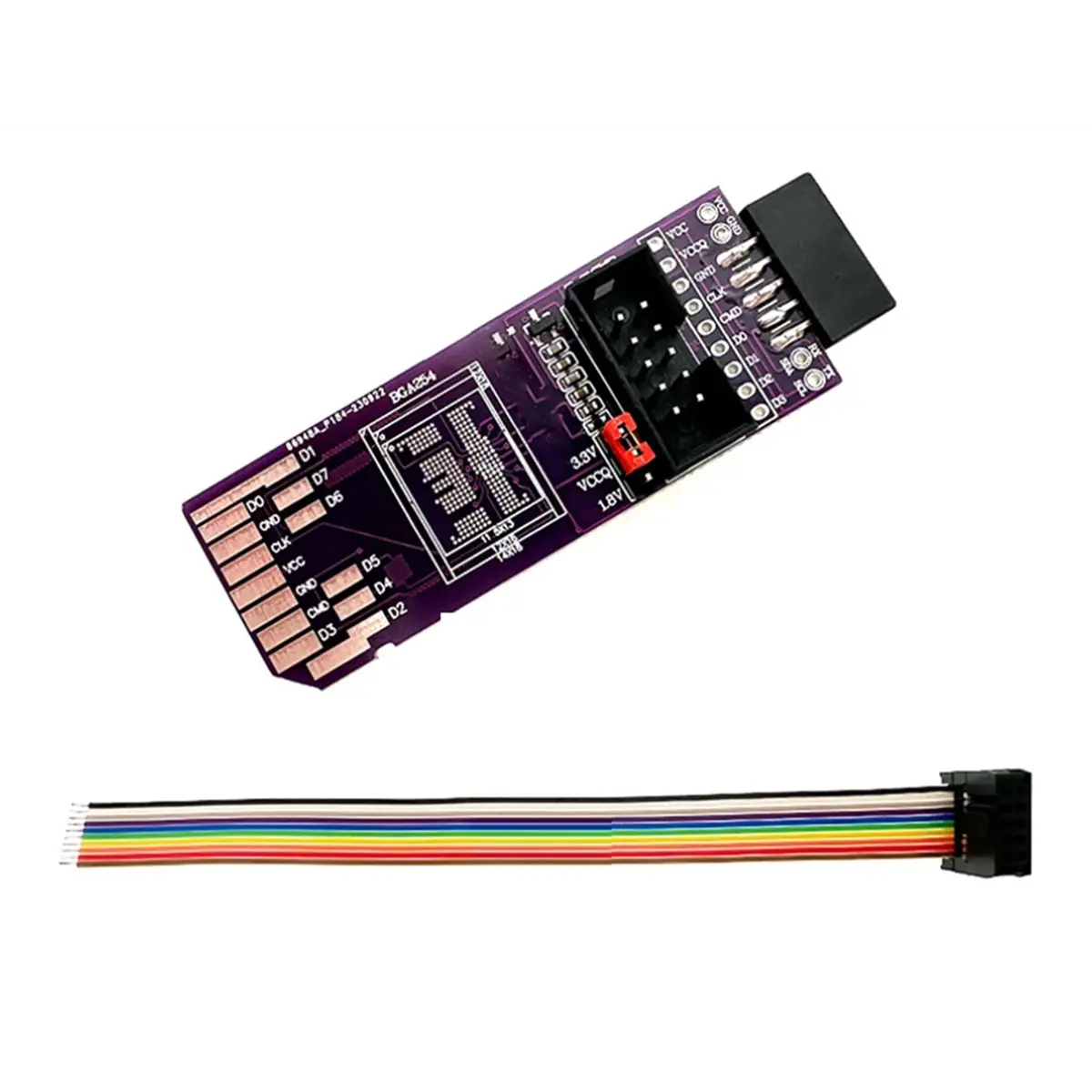 ABAN BGA254 SD-EMMC 8bit 1.8V RT809H-ISP Simple Reading and Writing Board with Detachable Fly Wire Adapter